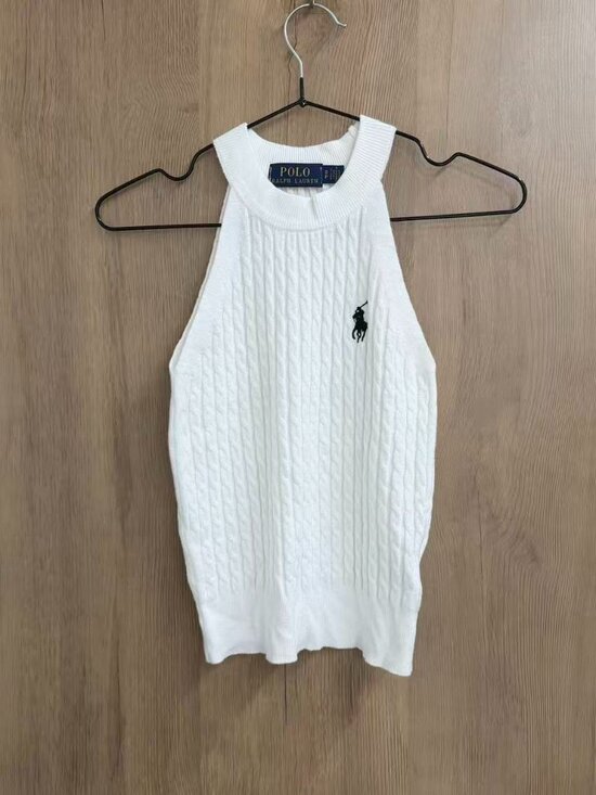 Polo Ralph Lauren Sweaters - 🤍Polo Ralph Lauren White Cable Knit Halter Pony Logo Tank Top